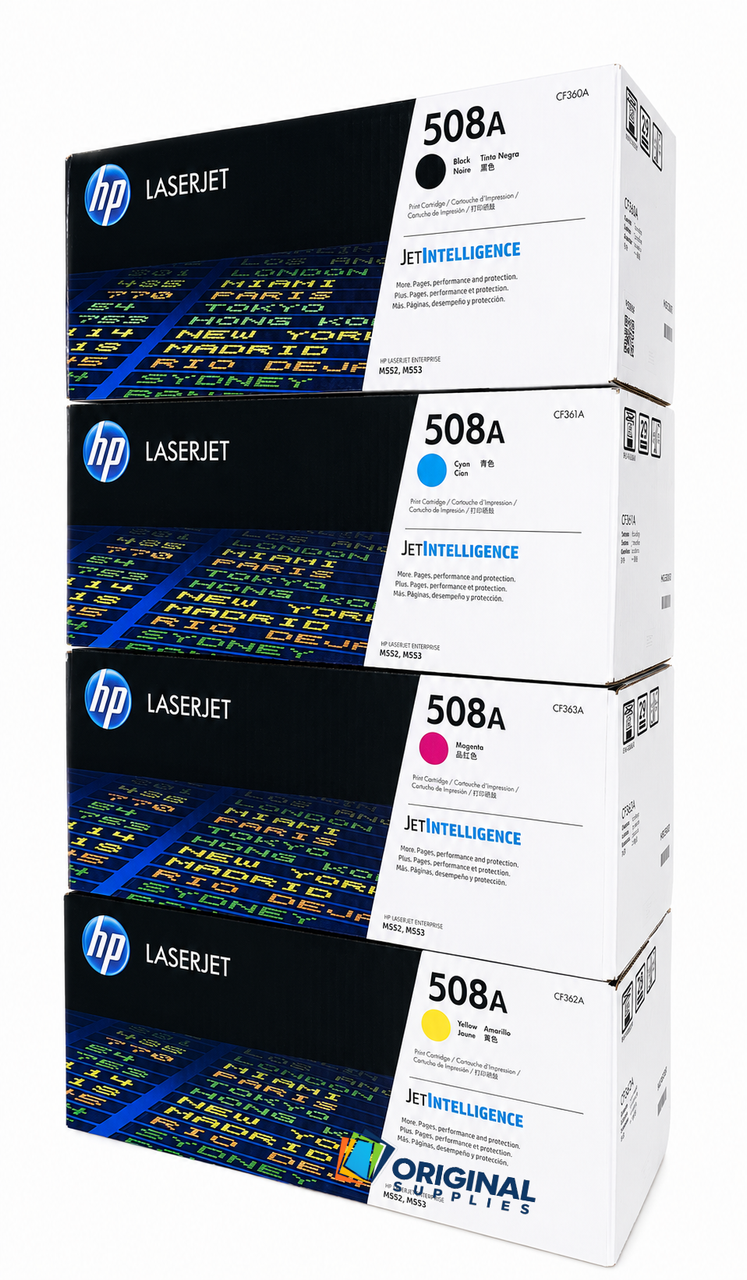 Original HP 508A LaserJet Toner Set (CF360A, CF361A, CF362A