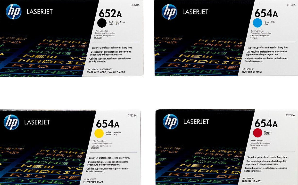 Original HP 652A 654A LaserJet Toner Set (CF320A, CF331A, CF332A ...