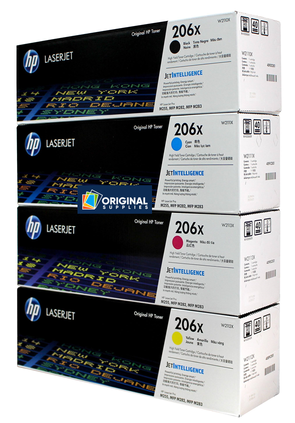 V4INK 4-Pack 206X Color Toner Set (W2110X-3X) For HP LaserJet Pro M255dw M283fdw M282nw - With Chip