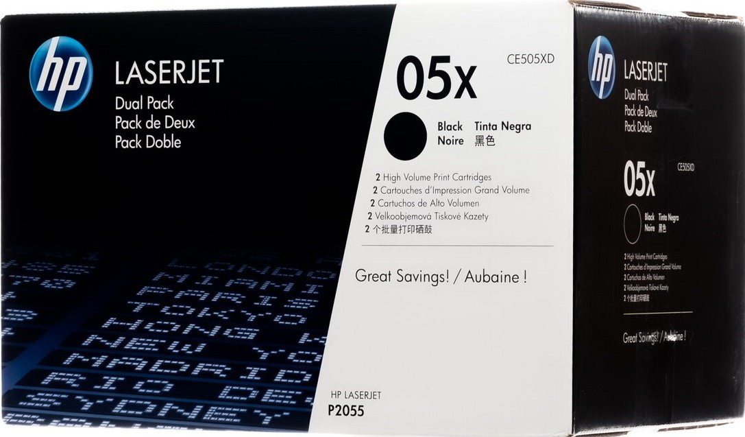 Original Hp 05x 2 Pack Ce505xd High Yield Black Laserjet Toner