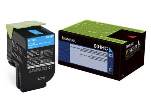 Original Lexmark 80C0SCG Unison 801HC Return Program Cyan High-Yield Toner Cartridge