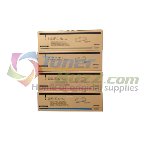 Original Xerox Phaser 7300 Black Cyan Magenta Yellow High Capacity Toner Cartridge 4-Pack 016-1977-00 016-1978-00 016-1979-00 016-1980-00