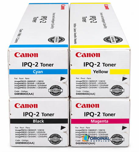 Original Canon IPQ-2 Laser Toner Set (0436B003AA, 0437B003AA, 0438B003AA, 0439B003AA) - Black, Cyan, Magenta, Yellow