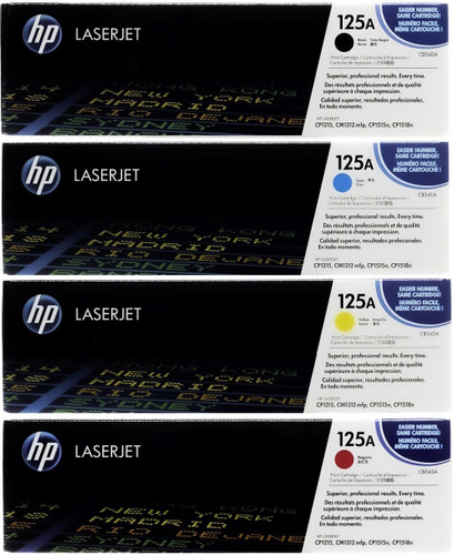 Original HP 125A LaserJet Toner Set (CB540A, CB541A, CB542A, CB543A) - Black, Cyan, Magenta, Yellow