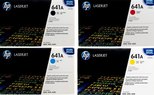Original HP 641A LaserJet Toner Set (C9720A, C9721A, C9722A, C9723A) - Black, Cyan, Magenta, Yellow