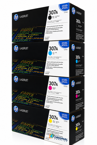 Original HP 307A LaserJet Toner Set (CE740A, CE741A, CE742A, CE743A) - Black, Cyan, Magenta, Yellow