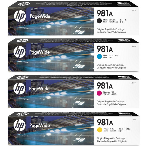 HP 981A PageWide Original Ink Cartridges Set Black Cyan Magenta Yellow J3M71A J3M71A J3M69A J3M70A