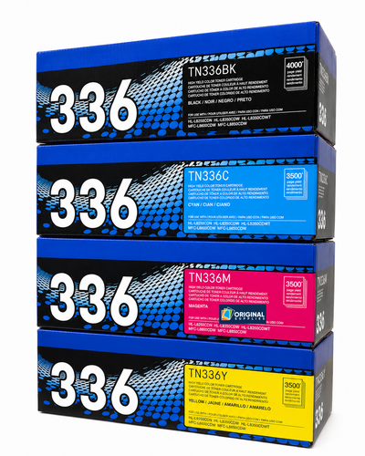Original Brother TN-336 Laser Toner Set (TN336BK, TN336C, TN336M, TN336Y) - Black, Cyan, Magenta, Yellow
