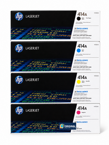 Original HP 414A LaserJet Toner Set (W2020A, W2021A, W2022A, W2023A) - Black, Cyan, Magenta, Yellow
