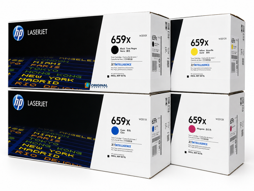 Original HP 659X High-Yield LaserJet Toner Set (W2010X, W2011X, W2012X, W2013X) - Black, Cyan, Magenta, Yellow