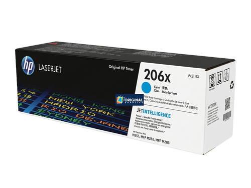 Original HP 206X Cyan High-Yield LaserJet Toner Cartridge (W2111X)