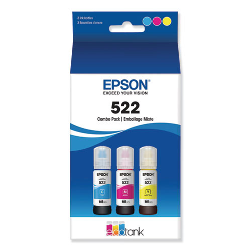 Original Epson® T522 Cyan, Magenta, Yellow Ultra High-Yield Ink