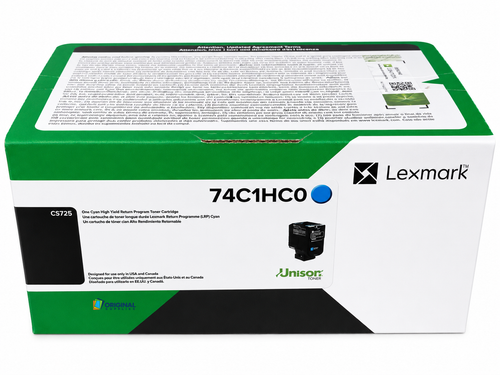 Original Lexmark High-Yield Laser Toner Set (74C1HC0, 74C1HK0, 74C1HM0, 74C1HY0) - Black, Cyan, Magenta, Yellow