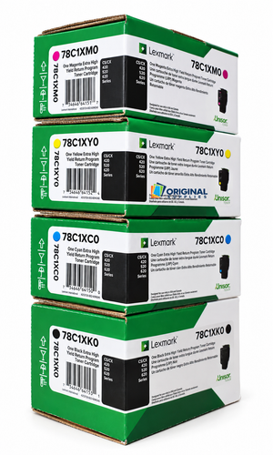 Original Lexmark Extra High-Yield Laser Toner Set (78C1XC0, 78C1XK0, 78C1XM0, 78C1XY0) - Black, Cyan, Magenta, Yellow