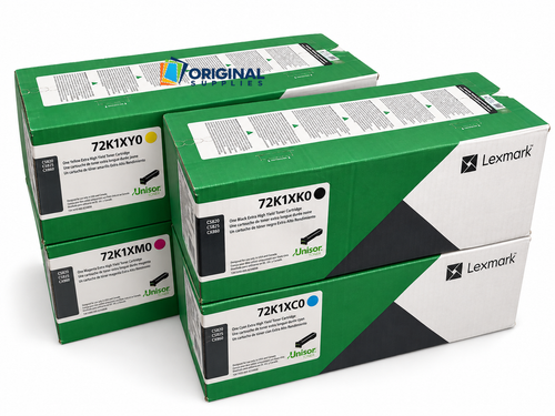 Original Lexmark Extra High-Yield Laser Toner Set (72K1XC0, 72K1XK0, 72K1XM0, 72K1XY0) - Black, Cyan, Magenta, Yellow