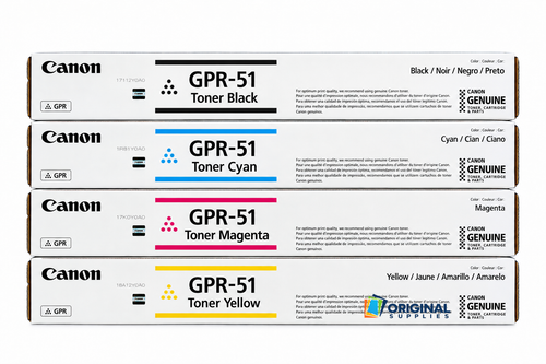 Original Canon GPR-51 Laser Toner Set (8516B003, 8517B003, 8518B003, 8519B003) - Black, Cyan, Magenta, Yellow