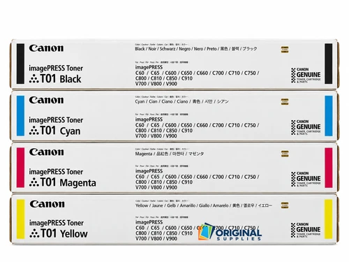 Canon T01 Set | Original Canon Laser Toner Cartridges – Black, Cyan, Magenta, Yellow