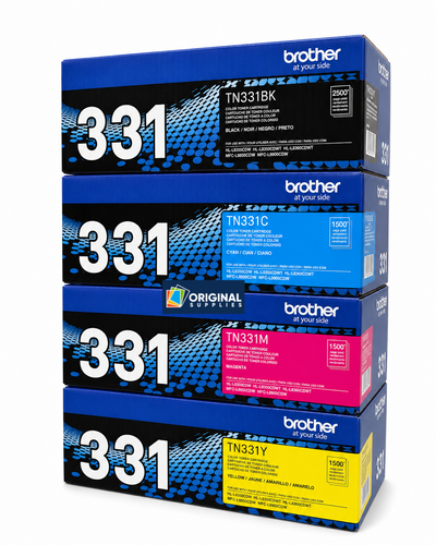 Original Brother TN-331 Laser Toner Set (TN331BK, TN331C, TN331M, TN331Y) - Black, Cyan, Magenta, Yellow