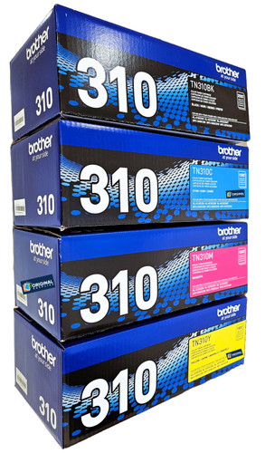 Original Brother TN310 Laser Toner Set (TN310BK, TN310C, TN310M, TN310Y) - Black, Cyan, Magenta, Yellow