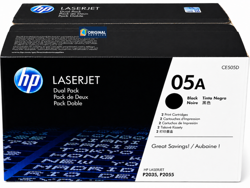 Original HP 05A (Dual Pack) Black LaserJet Toner Cartridges (CE505D)