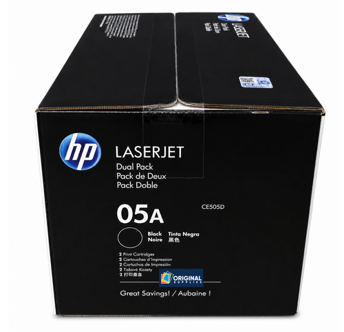 Original HP 05A (Dual Pack) Black LaserJet Toner Cartridges (CE505D)