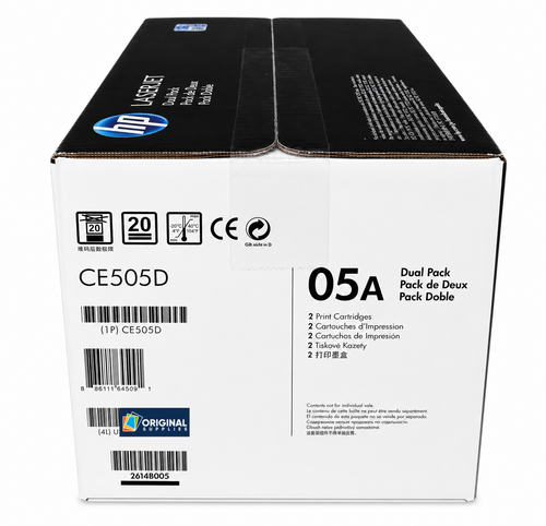Original HP 05A (Dual Pack) Black LaserJet Toner Cartridges (CE505D)