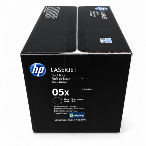 Original HP 05X (Dual Pack) Black High-Yield LaserJet Toner Cartridges (CE505XD)