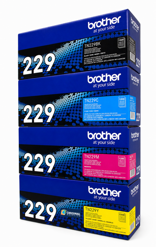 Original Brother TN229 Laser Toner Set (TN229BK, TN229C, TN229M, TN229Y) - Black, Cyan, Magenta, Yellow