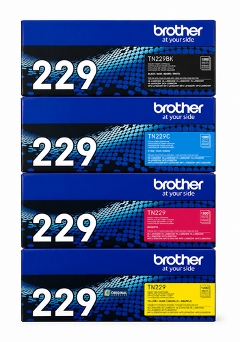 Original Brother TN229 Laser Toner Set (TN229BK, TN229C, TN229M, TN229Y) - Black, Cyan, Magenta, Yellow