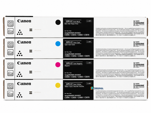 Original Canon GPR-61 Laser Toner Set (3763C003, 3764C003, 3765C003, 3766C003) - Black, Cyan, Magenta, Yellow