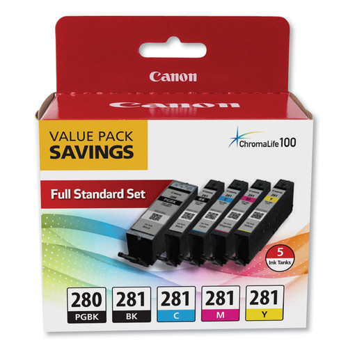 2075C006 | Canon PGI-280/CLI-281 | Original Canon 5 Ink Cartridge Combo Pack - Pigment Black, Black, Cyan, Magenta, Yellow