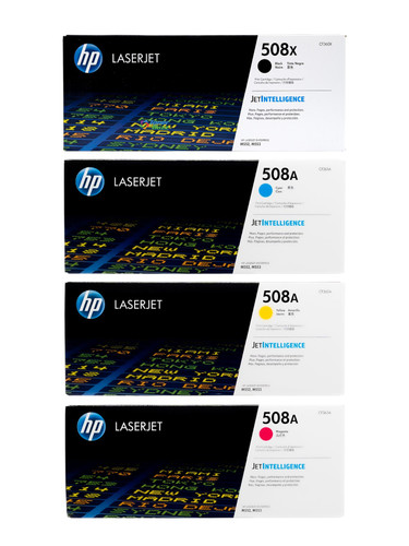 Original HP 508X 508A  Toner Cartridge Set (CF360X, CF361A, CF362A, CF363A) — High-Yield Black, Cyan, Yellow & Magenta