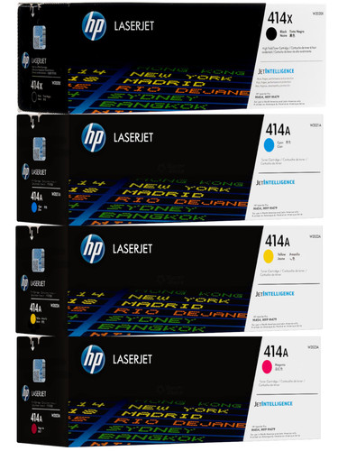 Original HP 414X 414A Toner Cartridge Set (W2020X, W2021A, W2022A, W2023A) — High-Yield Black, Cyan, Yellow & Magenta