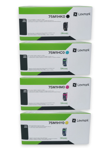 Original Lexmark 75M1H High-Yield Laser Toner Set (75M1HK0, 75M1HC0, 75M1HM0, 75M1HY0) - Black, Cyan, Magenta, Yellow