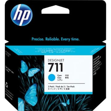 Original HP 711 CZ134A Cyan Inkjet Cartridges Triple Pack
