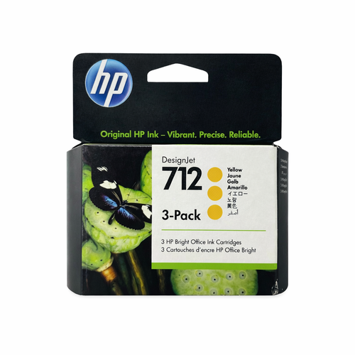Original HP 712 3-Pack Yellow Ink Cartridges (3ED79A)