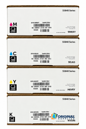 Original Dell S5840cdn High-Yield Toner Set (W3GR6, 9DJ63, 9MKKY, H6VRY)