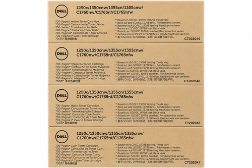 Original Dell 1250c/1350/1355/C1760/C1765 Standard Toner Set (XKP2P, YX24V, MHT79, J95NM)