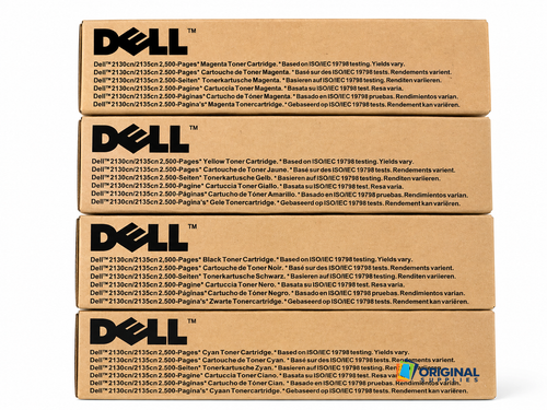 Original Dell 2130cn/2135cn High-Yield Toner Set (FM064, FM065, FM067, FM066)