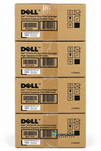 Original Dell 3110cn / 3115cn Standard Toner Set (PF028, RF012, MF790, NF555)