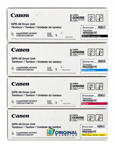 Original Canon GPR-58 Black, Cyan, Magenta, Yellow Drum Unit Set (2186C003, 2187C003, 2188C003, 2189C003)