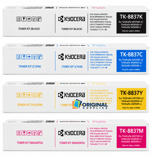 Original Kyocera TK-8837 Toner Set (TK8837K, TK8837C, TK8837M, TK8837Y)