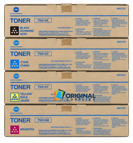 Original Konica Minolta TN314 Toner Set (A0D7131, A0D7431, A0D7331, A0D7231)