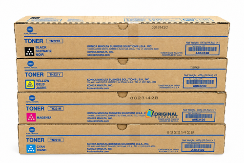 Original Konica Minolta TN221 Toner Set (A8K3130, A8K3430, A8K3330, A8K3230)