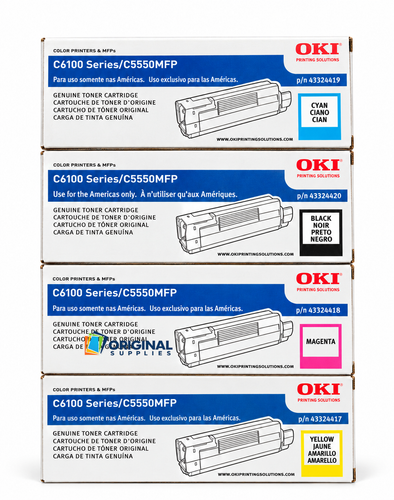 Original Oki C6100 Toner Set (43324420, 43324419, 43324418, 43324417)