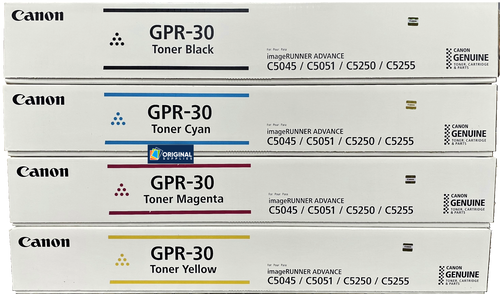 Original Canon GPR-30 Laser Toner Set (2789B003AA, 2793B003AA, 2797B003AA, 2801B003AA) - Black, Cyan, Magenta, Yellow