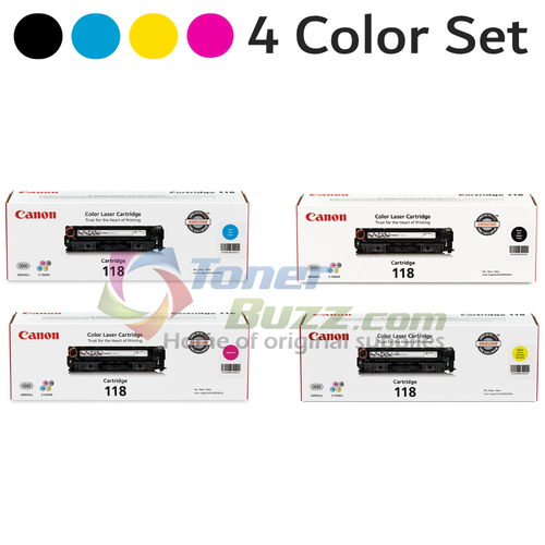 Original Canon 118 Black Cyan Magenta Yellow Laser Toner Cartridge Set 2659B001AA 2662B001AA 2661B001AA 2660B001AA
