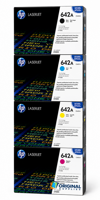 Original HP 642A LaserJet Toner Set (CB400A, CB401A, CB402A, CB403A) - Black, Cyan, Magenta, Yellow