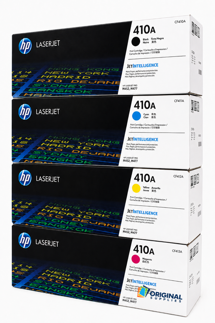 Original HP 410A LaserJet Toner Set (CF410A, CF411A, CF412A, CF413A) - Black, Cyan, Magenta, Yellow