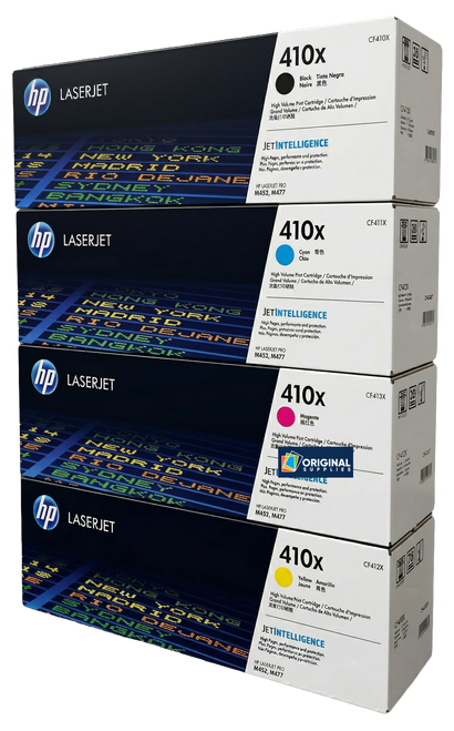 Original HP 410X LaserJet Toner Set (CF410X, CF411X, CF412X, CF413X) - Black, Cyan, Magenta, Yellow